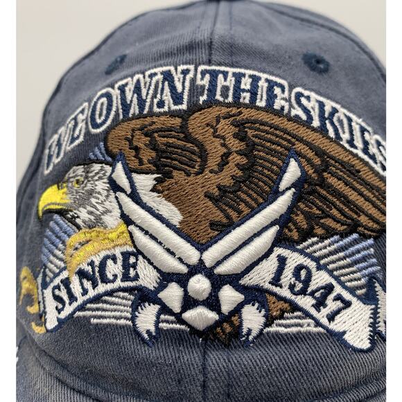 Eagle Crest Blue Embroidery U.S. Air Force Cap Hat We Own The Skies Adjustable - Picture 3 of 6